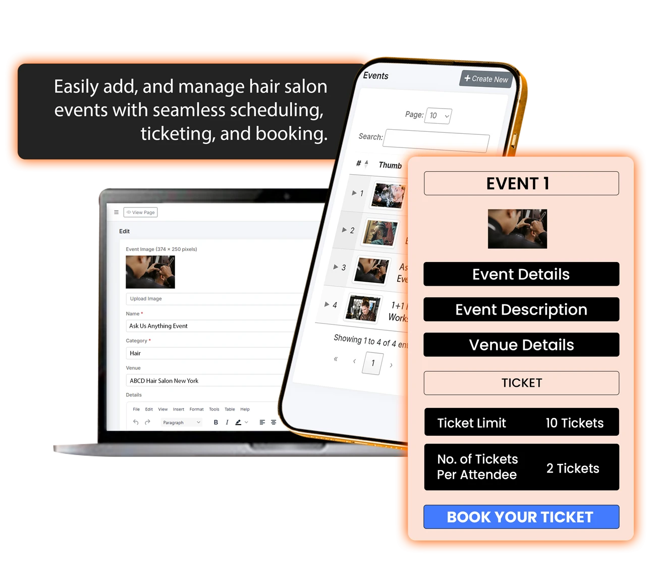 Hair salon software - event management