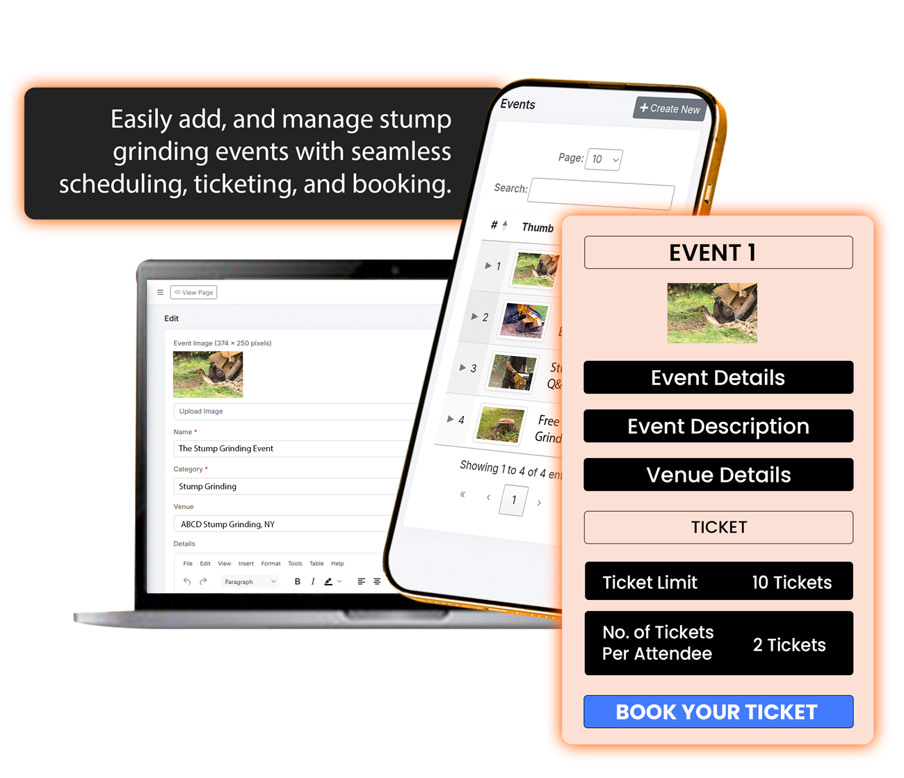 stump grinding event management